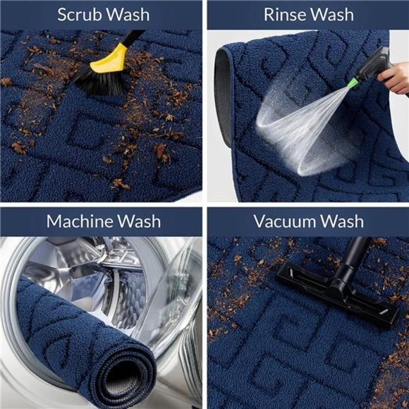 Indoor Doormat, Front Door Mat for Entrance (20"x32"Navy Blue) Machine Washable - Picture 2 of 6